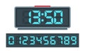 Blue digital clock and set of glowing numbers Royalty Free Stock Photo