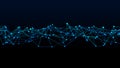 Blue digital data and network connection triangle lines and spheres in technology concept on black background, 3d abstract Royalty Free Stock Photo