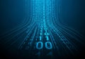 Blue digital design featuring streams of binary code, composed of Royalty Free Stock Photo