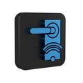 Blue Digital door lock with wireless technology for unlock icon isolated on transparent background. Door handle sign Royalty Free Stock Photo