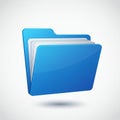 A blue digital file folder icon with a sleek, glossy appearance. It features a tab on the to Royalty Free Stock Photo