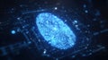 Digital fingerprint visualization on a high-tech blue background showcasing biometric technology Royalty Free Stock Photo
