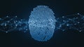 Fingerprint Scan Connected to Digital Network on Dark Background Royalty Free Stock Photo