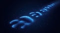 Blue digital footprints fading into dark background data trail concept Royalty Free Stock Photo