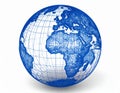 Blue Digital Globe on White Background Royalty Free Stock Photo