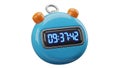 A blue digital kitchen timer with orange buttons on a white background Royalty Free Stock Photo
