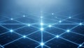 Blue digital network grid with glowing nodes and connections technology Royalty Free Stock Photo