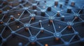 Blue digital network with interconnected nodes and glowing connections in a futuristic abstract Royalty Free Stock Photo