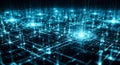 Blue digital glowing network mesh with particles and connecting lines representing big data technology Royalty Free Stock Photo