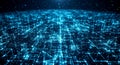 Blue digital glowing network mesh with particles and connecting lines representing big data technology Royalty Free Stock Photo