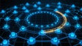 Blue Digital Network Rings Forming a Futuristic Technology Interface Royalty Free Stock Photo