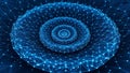 Blue digital network spiral with glowing nodes and connections Royalty Free Stock Photo