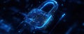 The blue digital padlock symbolizing cybersecurity and data protection..AI generated image Royalty Free Stock Photo
