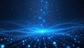 Blue Digital Particle Wave Technology Background Royalty Free Stock Photo