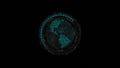 Blue digital planet earth sphere and circle futuristic HUD elements technology concepts on abstract background Royalty Free Stock Photo