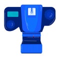 Blue digital professional camera flash equipment. Modern photography accessory from side view vector illustration