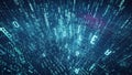 Blue digital stream of glowing binary code and numbers falling data technology Royalty Free Stock Photo