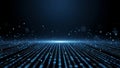 Blue Digital Technology Background with Glowing Particles and Bina Royalty Free Stock Photo