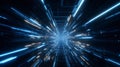Blue Digital Warp Tunnel with Light Speed Effect Royalty Free Stock Photo