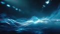 Digital wave energy flowing across futuristic dark background Royalty Free Stock Photo