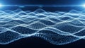 Blue digital wave of glowing particles forming a landscape abstract Royalty Free Stock Photo