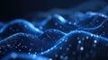 Blue digital wave particles creating network flowing over dark background Royalty Free Stock Photo