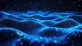 Blue digital wave transforming data particles on dark background Royalty Free Stock Photo