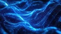 Blue digital waves of interconnected data particles flowing Royalty Free Stock Photo
