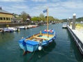 Blue dinghy in harbour Royalty Free Stock Photo