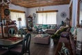 Blue dinning room and living room