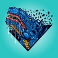 Blue dinosaurs t-rex head Vector illustrations