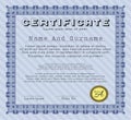 Blue Diploma template or certificate template. Nice design. With guilloche pattern. Customizable, Easy to edit and change