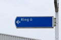 Blue direction sign to the ring motorway of Rotterdam in the Netherlands.