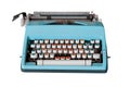 Blue dirty Retro typewriter with clipping path