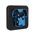 Blue Dirty t-shirt icon isolated on transparent background. Black square button.