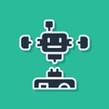 Blue Disassembled robot icon isolated on green background. Artificial intelligence, machine learning, cloud computing Royalty Free Stock Photo