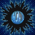 Blue Disco Ball and Equalizer Background Royalty Free Stock Photo