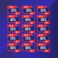 Blue Discount Set Sale Vector Design Royalty Free Stock Photo