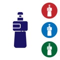 Blue Dishwashing liquid bottle icon isolated on white background. Liquid detergent for washing dishes. Set icons in Royalty Free Stock Photo
