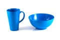 Blue disk and green cup isolate Royalty Free Stock Photo