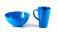 Blue disk and green cup isolate Royalty Free Stock Photo