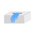 Blue disposable gloves in a box. vector