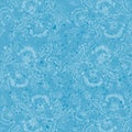 Blue distressed background decorated with floral frosty ornament composition