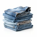 Blue Distressed Jeans On White Background - Agfa Clack Style