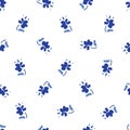 Blue Ditsy Hand-Drawn Folk Classic Daisies Floral Vector Seamless Pattern on White Background Royalty Free Stock Photo