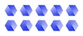 Blue Divided Hexagons Various Resolution of Bitmap Gradient Vector Set on White