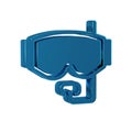 Blue Diving mask icon isolated on transparent background. Extreme sport. Diving underwater equipment.