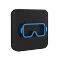 Blue Diving mask icon isolated on transparent background. Extreme sport. Diving underwater equipment. Black square