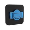 Blue Diving watch icon isolated on transparent background. Diving underwater equipment. Black square button.