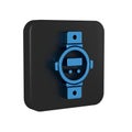 Blue Diving watch icon isolated on transparent background. Diving underwater equipment. Black square button.